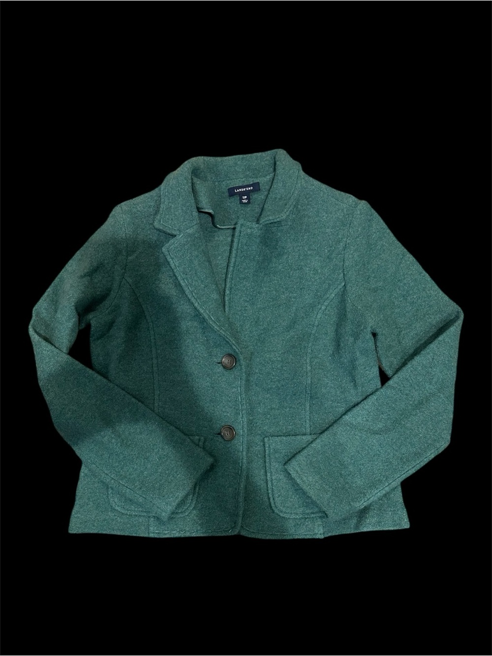 Lands' End Women's Teal Green Wool-Blend Blazer